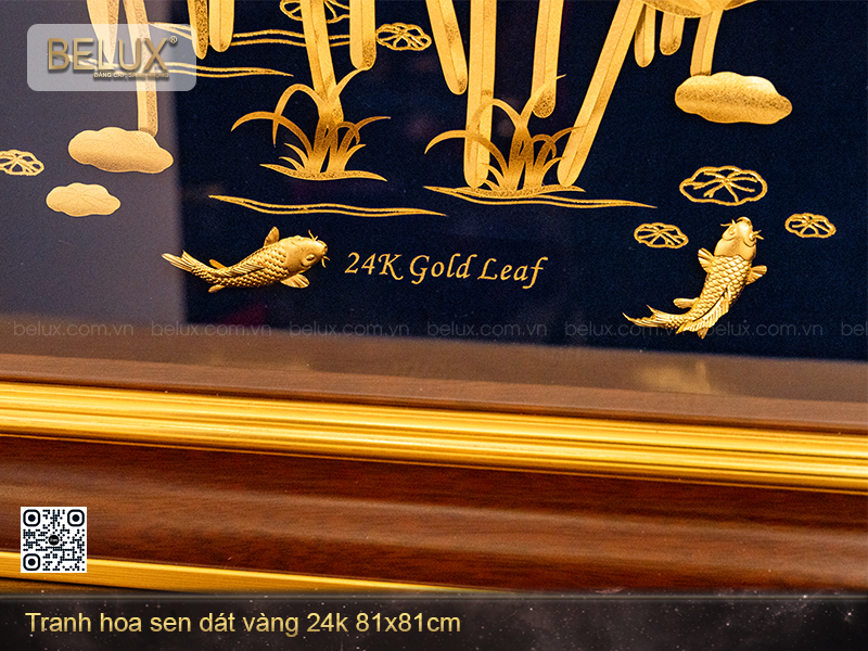 Tranh sen vàng vinh hoa dát vàng 24k kt 81x81cm&nbsp;